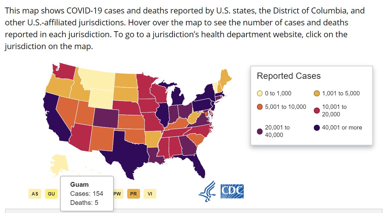  CDC Cases Deaths by State. May 18th Report online