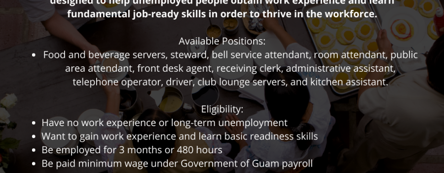 04-20 leon guerrero-tenorio administration announces employment and job training opportunities in the hospitality industries