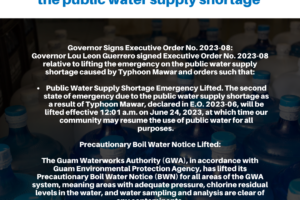 Governor Leon Guerrero Signs Executive Order No. 2023-08; Precautionary Boil Water Notice Lifted