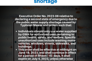 to declaring a second state of emergency due to the public water supply shortage caused by Typhoon Mawar